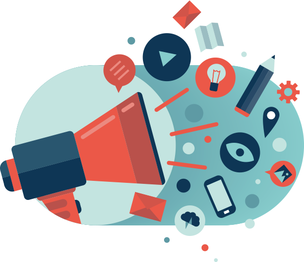 Digital marketing and connected technology illustration
